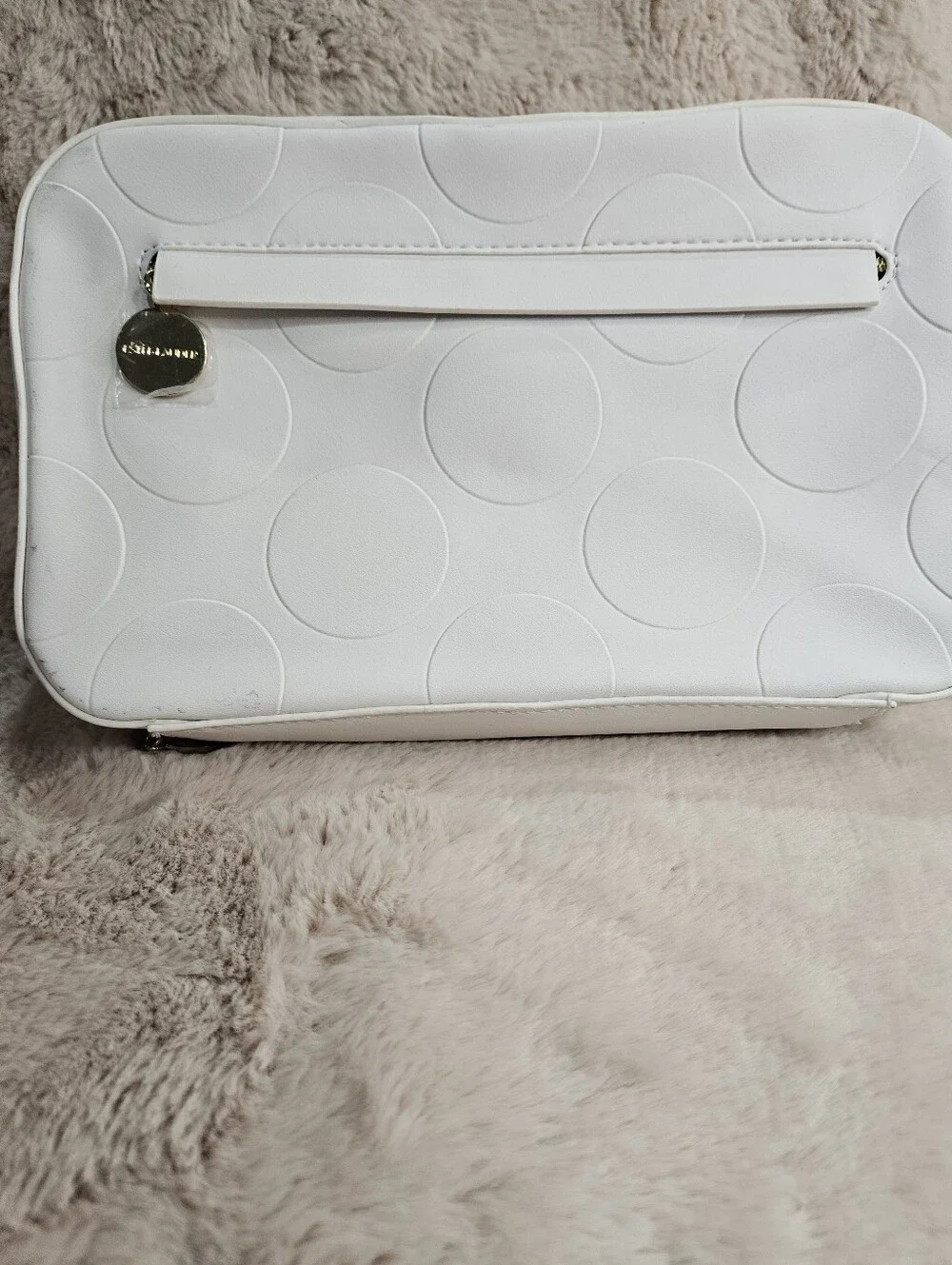 Estee Lauder White Circle-Embossed Women’s Cosmetic Bag